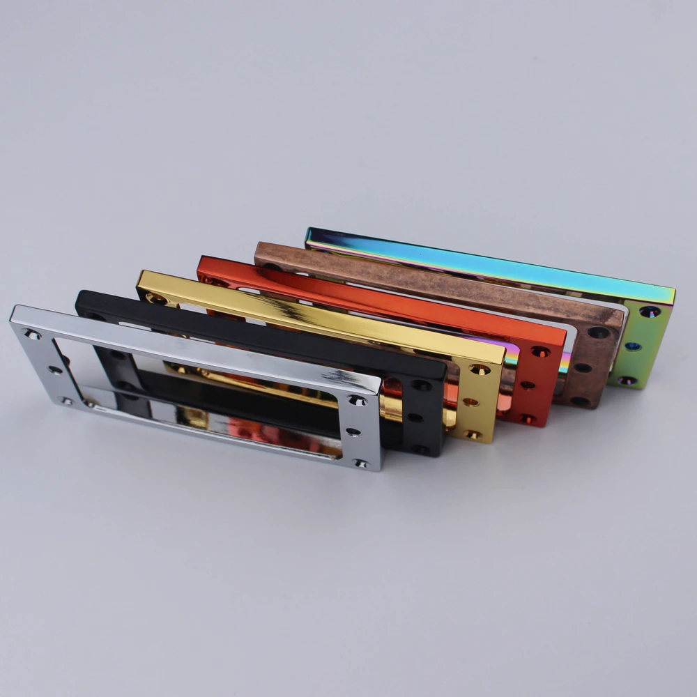 Unten flache Metall Humbucker Pickup Montagering Set Brücke und Hals Pickups Abdeckrahmen Ersatz kompatibel mit Gitarre – Detail 3