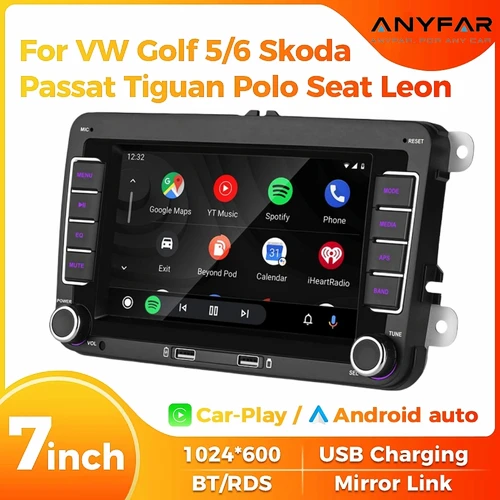7 ""2 Din HD medios de coche vídeo RDS Airplay Radio de coche CarPlay Android Auto Audio estéreo para Volkswagen/Seat/Skoda/Passat/Golf/Polo