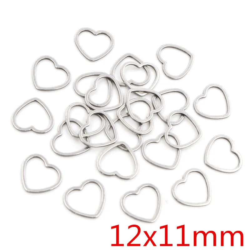 20pcs Heart Charm Gold Stainless Steel Pendant Open Bezels Hollow Pressed Resin Frame Mold Bezel DIY Jewelry Making