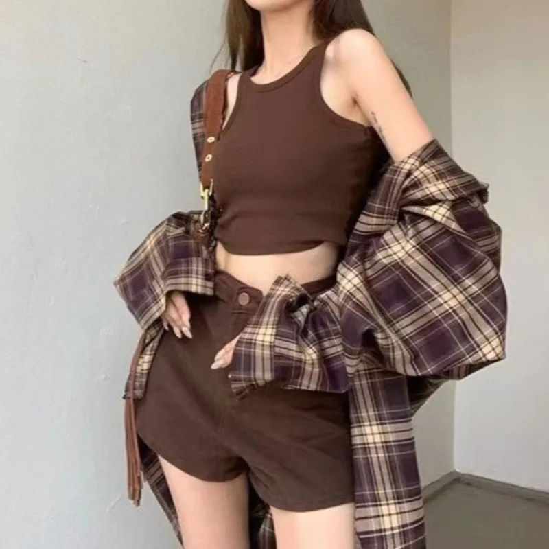 

Новая винтажная женская рубашка большого размера в клетку с длинным рукавом, блузка, топы, осень-зима, свободная рубашка на пуговицах с лацканами и карманами, корейский стиль