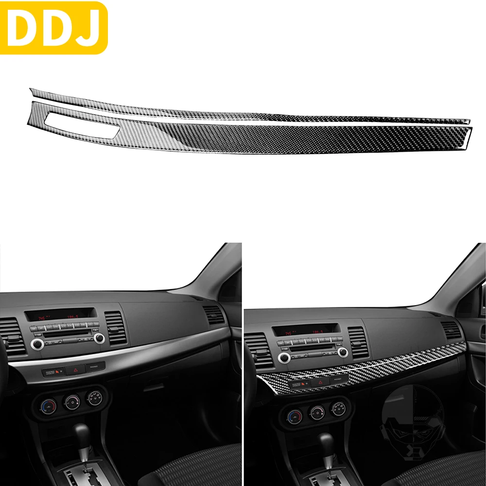 For Mitsubishi Lancer GT GTS ES DE 2008-2015 Carbon Center Dash Trim Sticker Co-pilot Dashbord Modified Strip Car Accessories