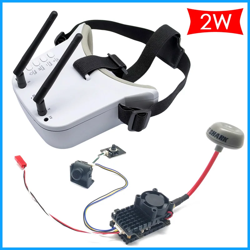 New 5.8Ghz 2W FPV Wireless Transmitter 2000MW 48CH Video AV Audio Sender and FPV camera CMOS 1200TVL + 5.8G 3 inch FPV Goggles