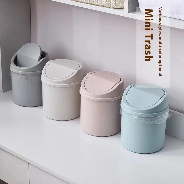 

Desktop Trash Can Cute Mini Teenage Girl Solid Color Office Home Bedroom Minimalist Storage