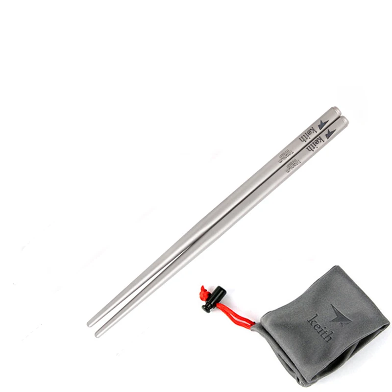 KEITH Titanium Chinese Chopstick Titanium Travel Utensils Set Outdoor Picnic Camping Tableware Children's Square Chopsticks