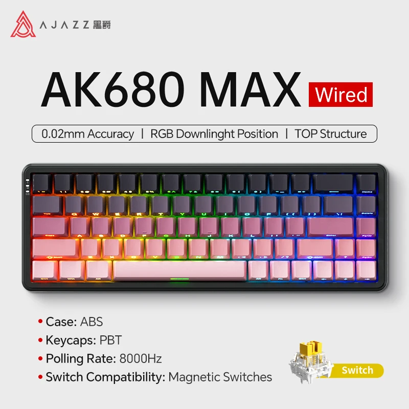 みっきー AJAZZ AK680 V2/AK680 MAX 磁気スイッチメカニカルキーボード 60