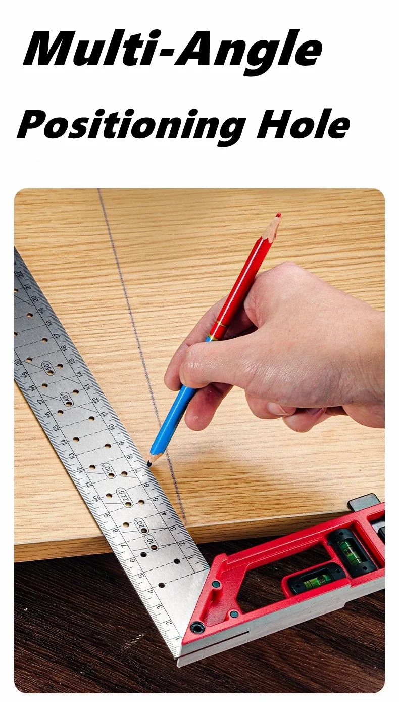 Quick-Positioning Woodworking Angle Ruler Level Metal Carpentry Right Angle Ruler Stainless Steel Multi-Angle Measuring Tool - view 4