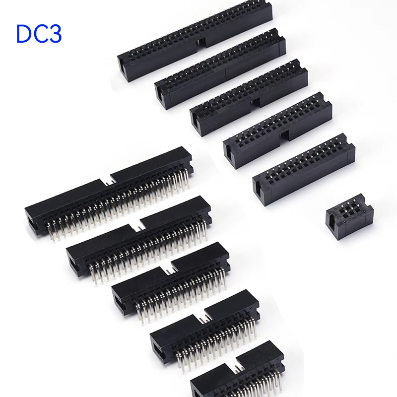 10PCS IDC Male Socket Straight Double Row DIP 10P-40P Various Pin Options 2.54mm Pitch PCB Connector DC3 Box Headers for Electro