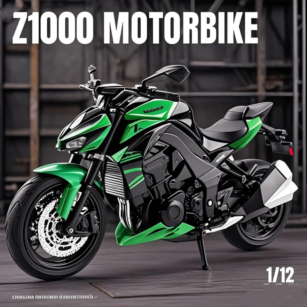 

1:12 Kawasaki Z1000 Ninja 400, литая под давлением модель мотоцикла из сплава, игрушка, амортизирующее переднее колесо, рулевое управление, Motorbick Boy Villend, подарок