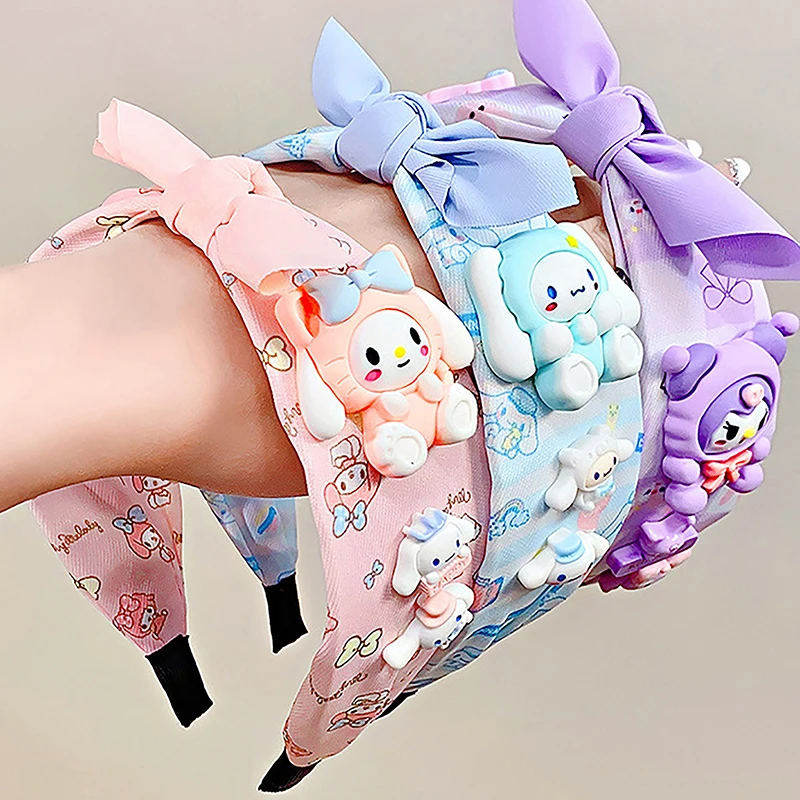 Kawaii Sanrio Kuromi My Melody Hair Band Cute Plush Hair Loop Autumn And Winter Hair Band Hair Accessories Girl Gift