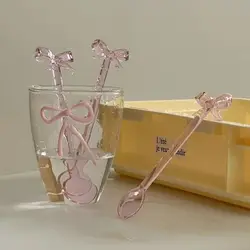 Creative Bowknot  Handle Milk Dessert Ice Cream Spoon High Temperature Stained Glass Spoon Household Coffee Mixing Spoon
