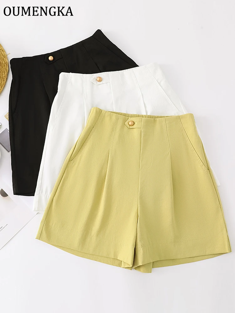New Chic Fashion Summer Lady's Elegant Shorts Women's Straight Leg Shorts Korean Matching Basic Female Wide Leg Easy Wear Shorts