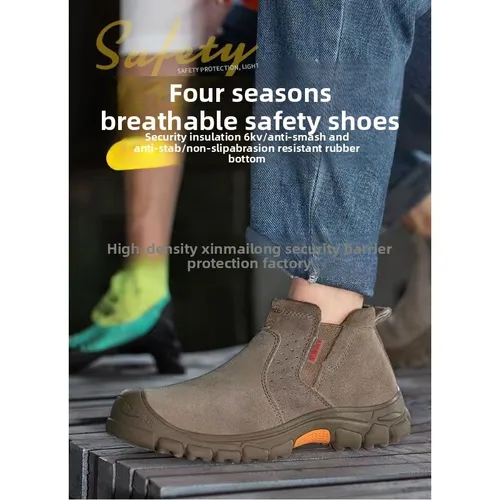 Imagen 2 del producto Zapatos aislados con punta de acero y plástico antigolpes, cuero de ante transpirable, zapatos de soldadura antiescaldaduras para todas las estaciones