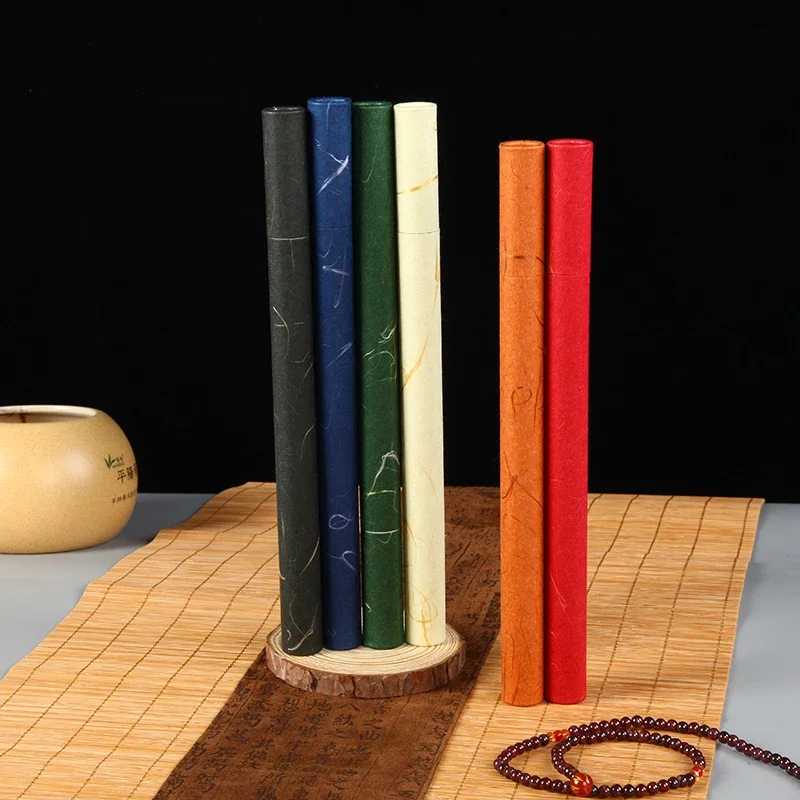 10Pcs Incense Storage Box Decorative Pattern Kraft Paper Sandalwood Line Incense Stick Tube Pear Barreel Accessories Tools