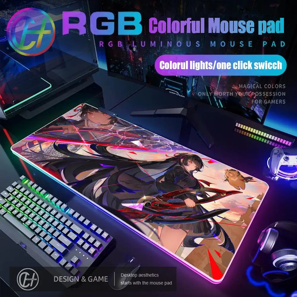 

Коврик для мыши HYBXAXC Wuthering Waves Chisa RGB, игровой коврик для мыши, настольный коврик HD для геймеров, большой, со светодиодной подсветкой, XXL 900x400x3 мм