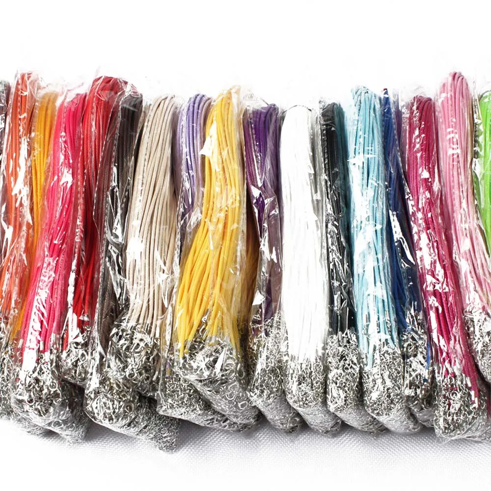 ブラックレザーネックレスひもロープ、着用コード、DIY、チャーム、ペンダント、ブレスレット、ビーズ、ジュエリー作り用品用チェーン、50個