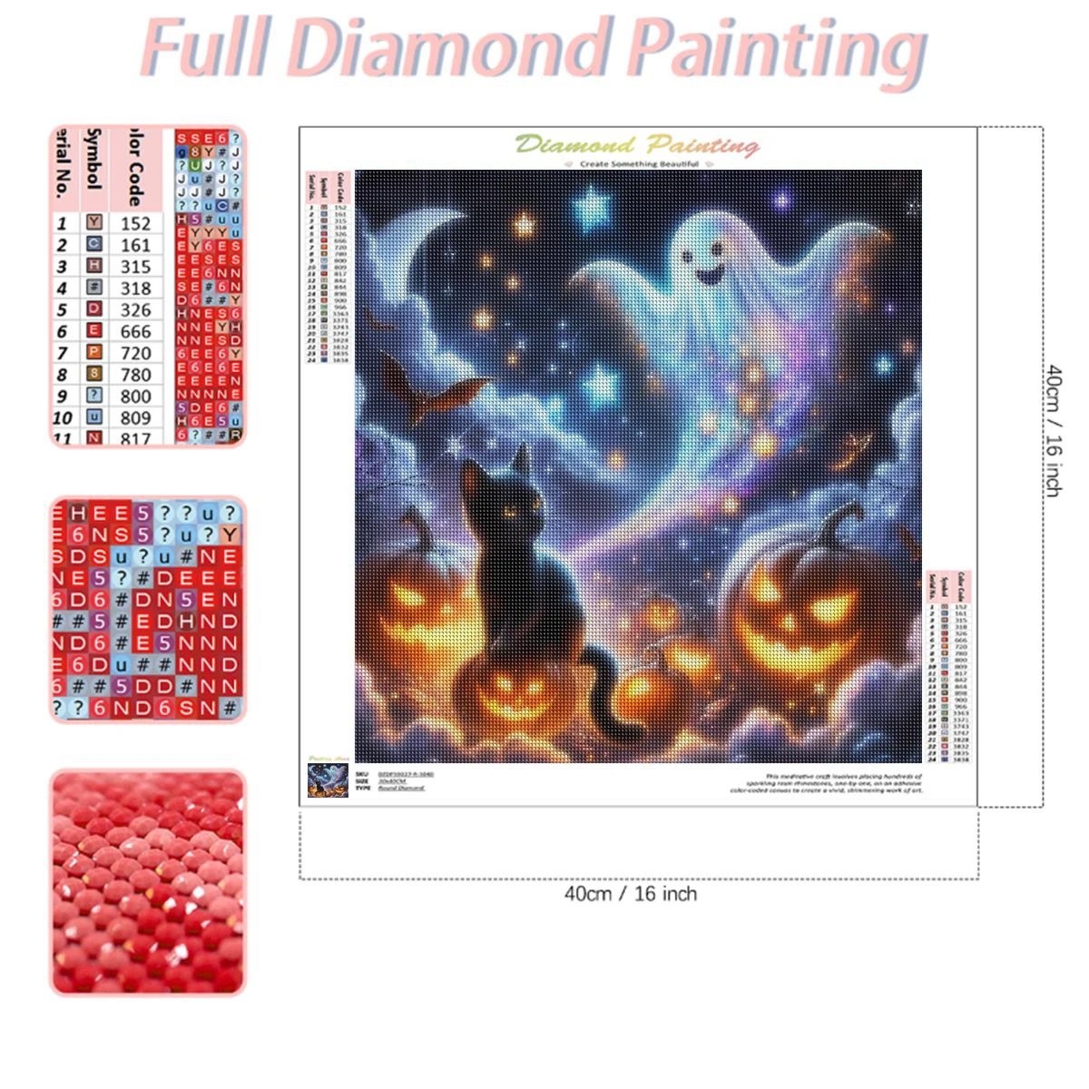 RUOPOTY Halloween 5D DIY Diamond Painting Moon Bat Ghost Full Square Round Kits Diamond Mosaic Craft Kit - Image 2