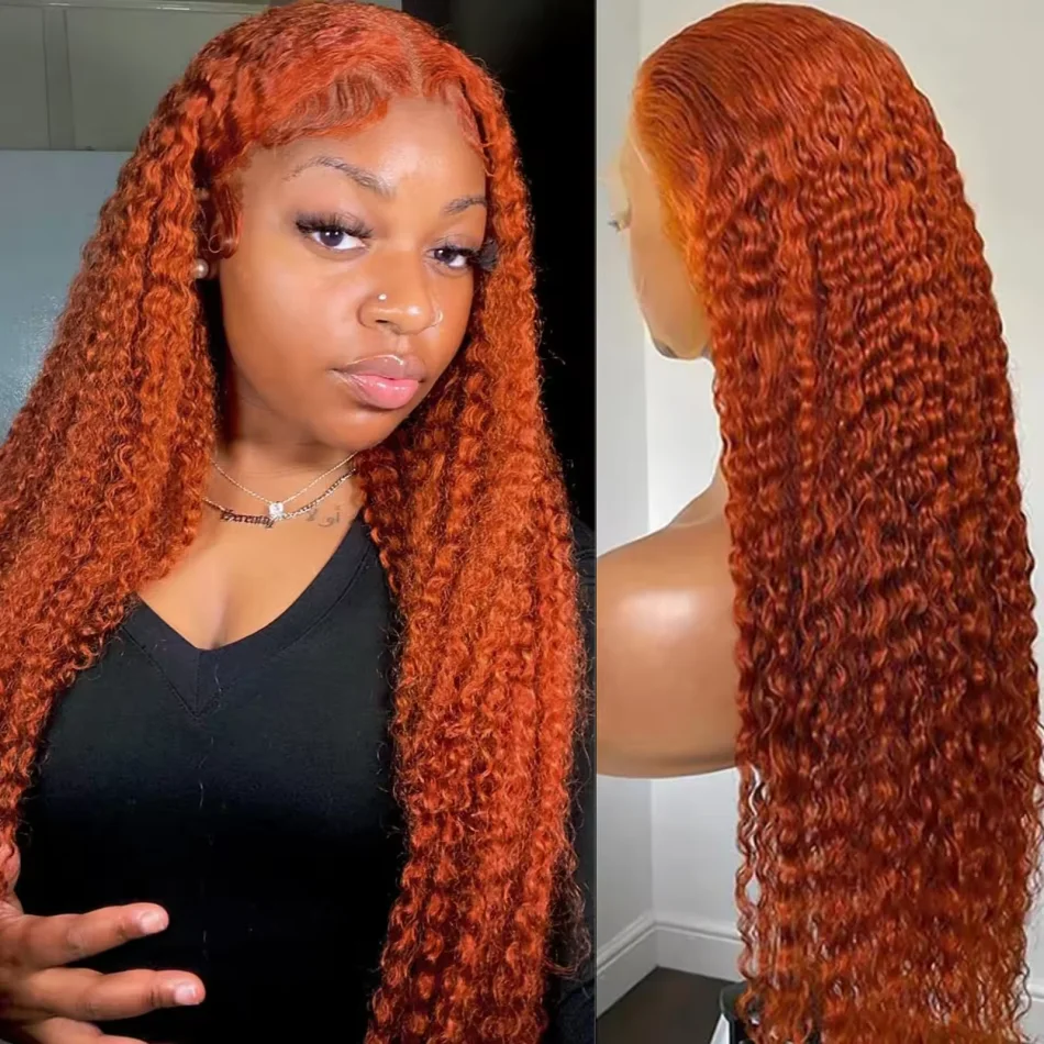 

Ginger water wave 13x4 HD lace front wig human hair pre plucked 13x5 Curly Deep Wave Frontal Colored Brazilian Wigs For Women