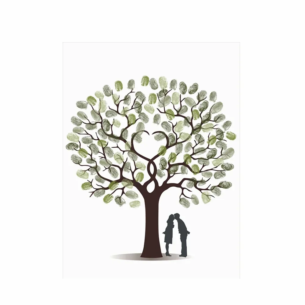 1pc frameless Canvas Painting Wedding Fingerprint Tree Canvas Wall Art Poster Guest Book Alternative Marriage Souvenir Gift for