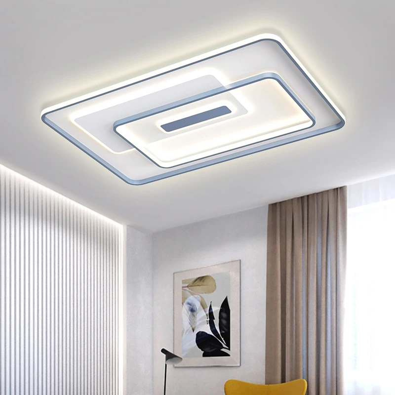 Simple Led Ceiling Lights For Living Room Hotel Meeting Room Lusture Home Decoration White Blue Interior Lighting 110v 220v