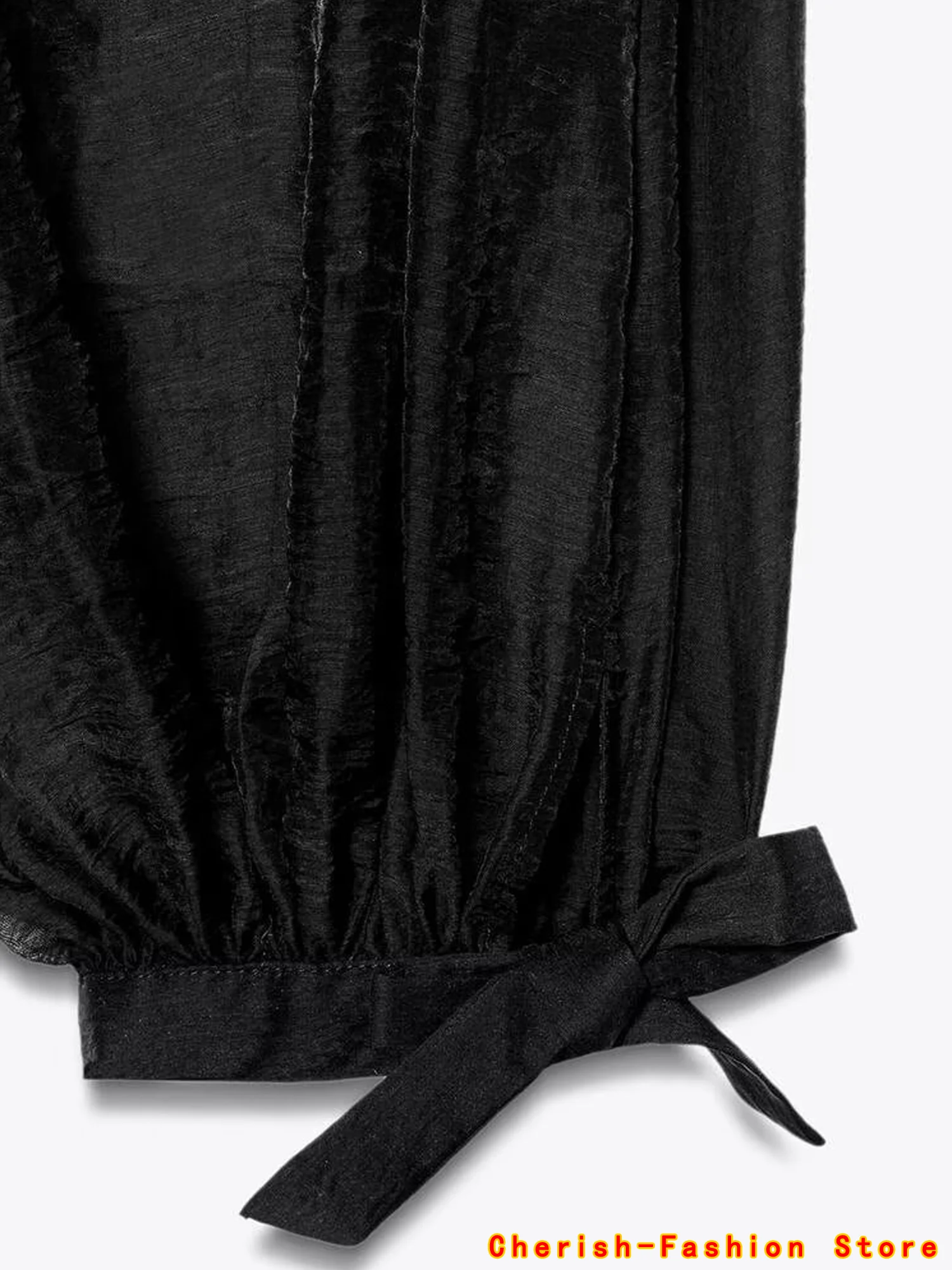 Vintage Fashion European and American Style Autumn New Loose Fluffy Pants Chic Cuff Casual Pants Trousers Mujer Holiday Boho Hot