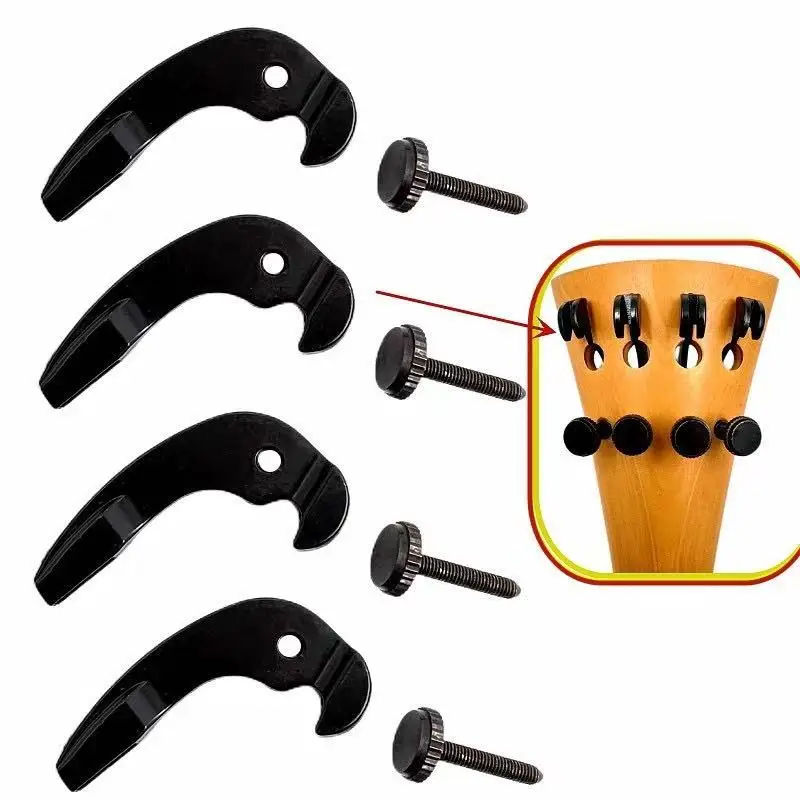 Picture 4: Integrated Double Row Fine Tuners for 3/4 4/4 Cello Full Black String Hooks Knobs