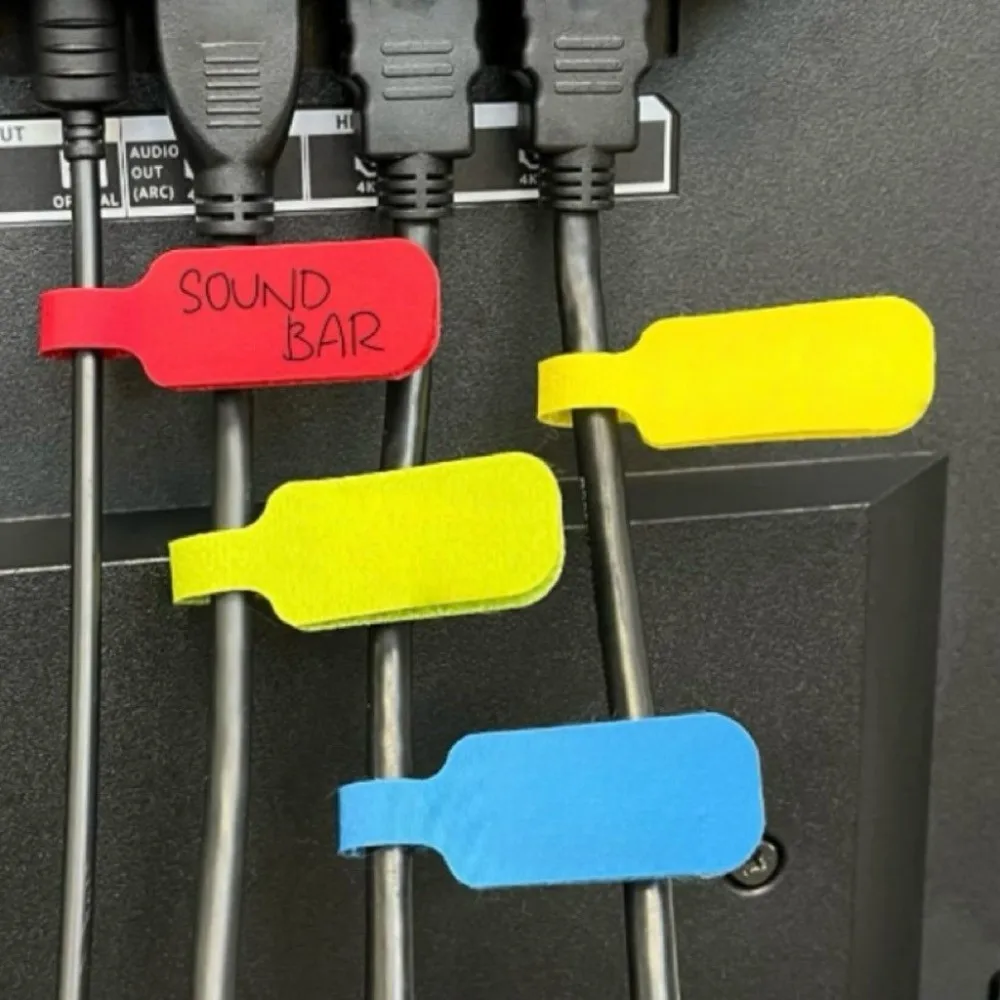 24 Stück wasserdichte, selbstklebende Kabeletiketten, Nylon, Regenbogenfarben, Desktop-Kabel-Organizer, wiederverwendbar, langlebig, Kabeletiketten