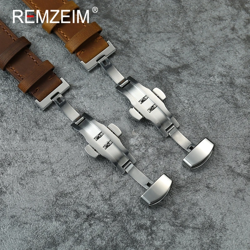 Quick Release Calfskin Leather Watchbands 18mm 20mm 22mm Smartwatch Strap Women Men Butterfly Clasp Watch Accessories