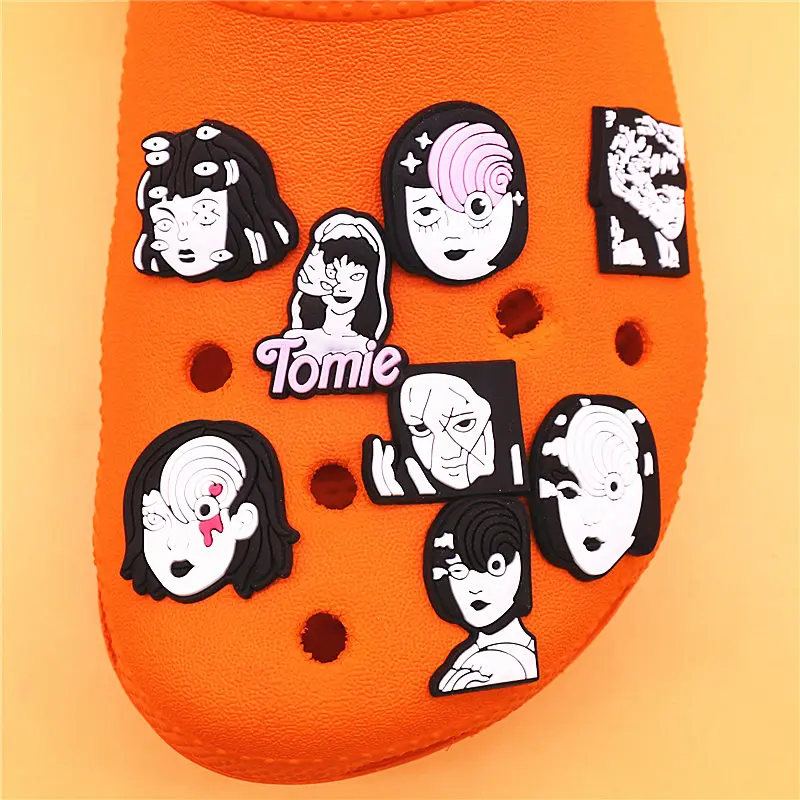 Japanese Horror Manga Style PVC Shoe Charms Decorations Slug Girls Shoe Buckle Accessories Snow Maiden Clog Badges Pins