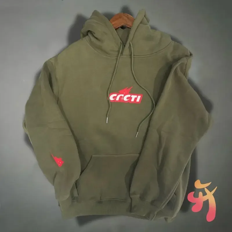 1:1 High Quality Cactus Jack Hoodies Hiphop Street Cotton Foam Print Sweatshirt Men Women Green Oversized Kanye Hoodies