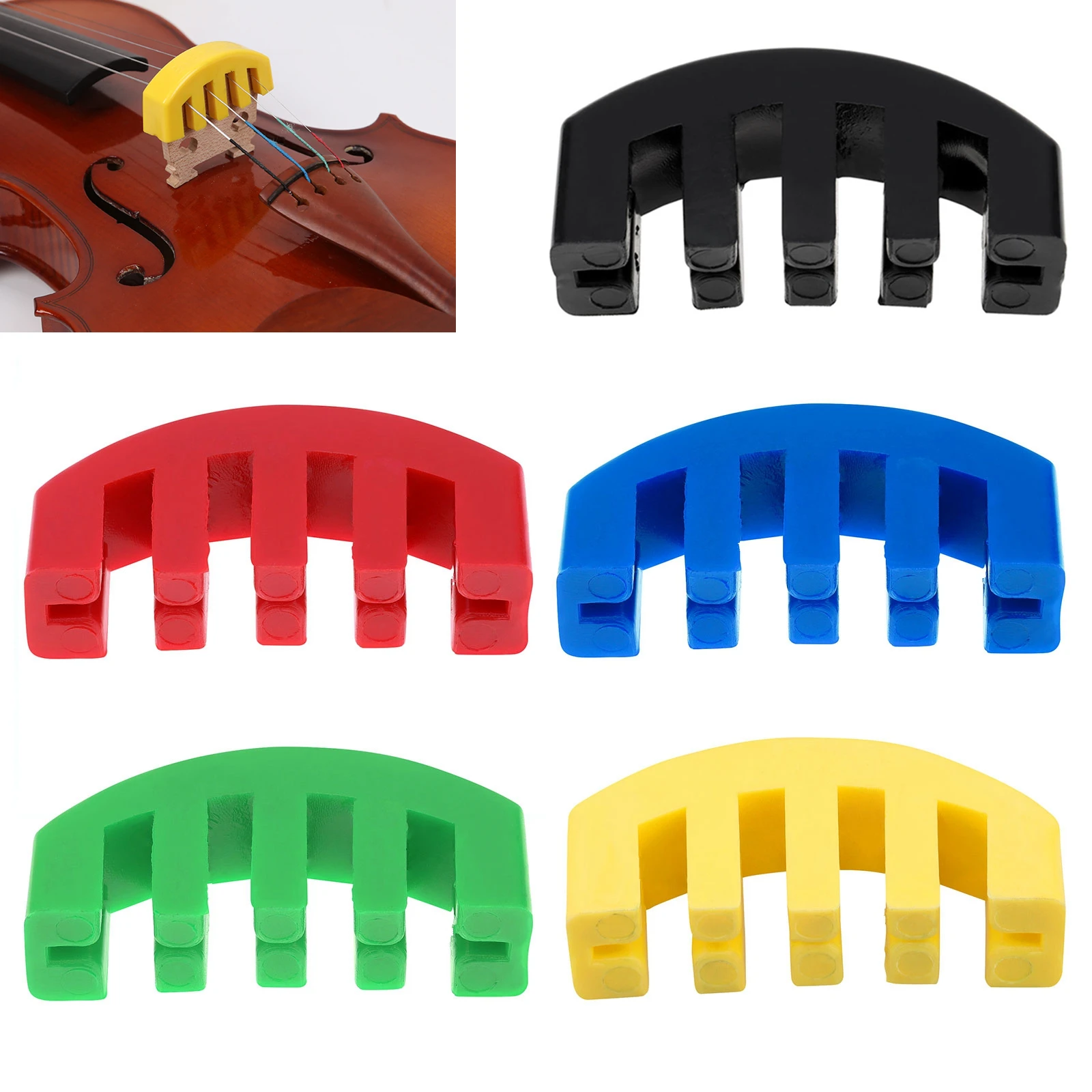 

Rubber Elasticity Violin Practice Mute for 1/2 / 3/4 / 4/4 Violin Volume Control Colorful Practice Violin Silencer