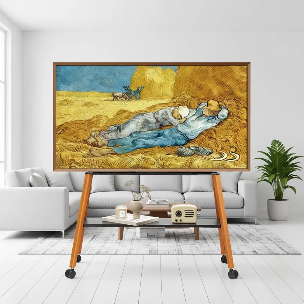 

Передвижная подставка для телевизоров от 49 до 75 дюймов, до 40 кг, в стиле мольберта, с металлическими и деревянными полками, мобильная тележка на колесах для офиса