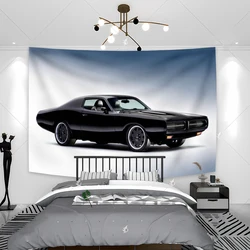 Vintage Sports Car Tapestry Poster Print Retro Dodges Graffiti Painting Racing Wall Art Room Garage Club Wall Decoration
