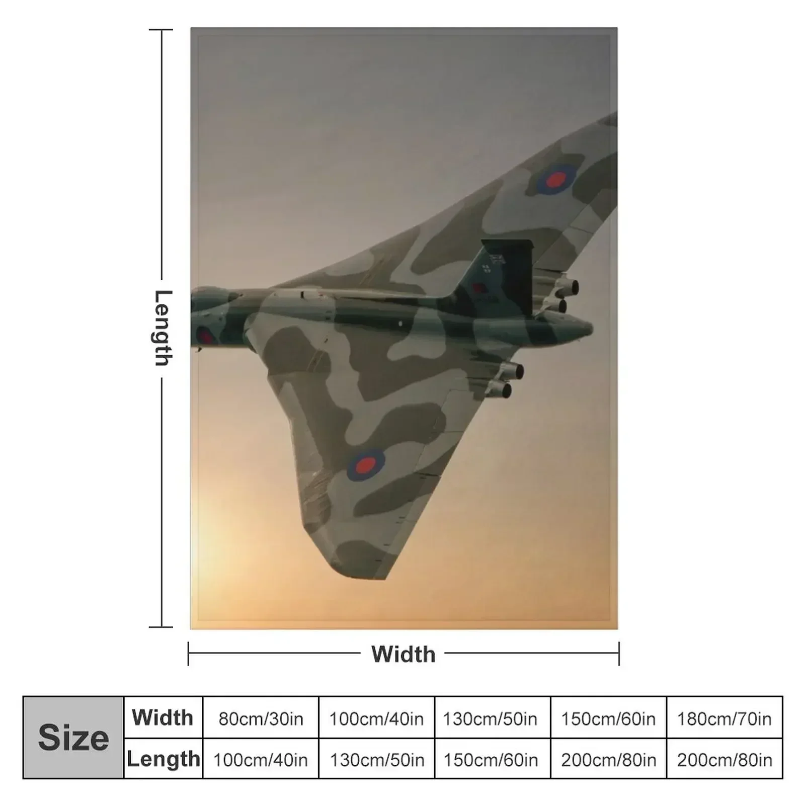 Avro Vulcan Sunset Throw Blanket couch cozy soft plush fuzzy picnic outdoor blanket