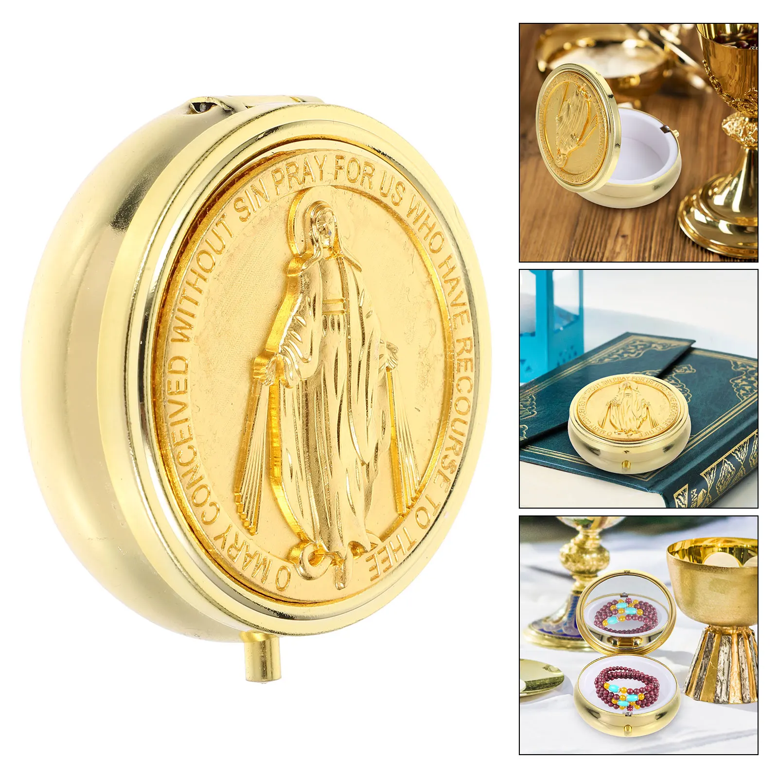 

1pc Retro Jewelry Box Metal Zinc Alloy Storage Case For Women Small Trinket Organizer Rings Necklaces Container Travel Religious