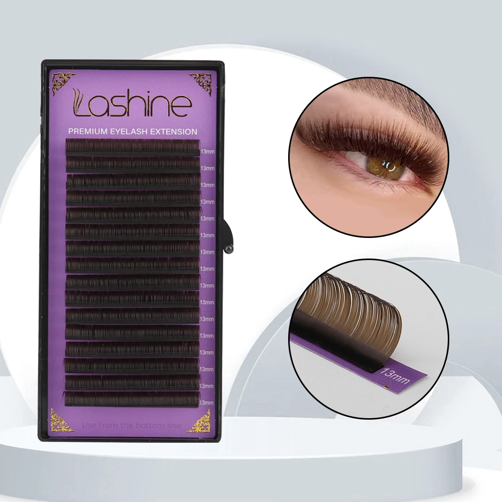 Lashine 16Rows 0.07mm C Brown Eyelashes Cashmere Soft Classic Dark Brown Lashes Extensions Natural Individual Eyelash