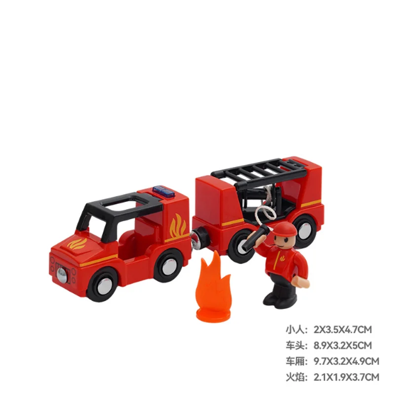 Motor de bomberos de tren magnético multifuncional, 25 uds., compatible con pista Thomas de madera