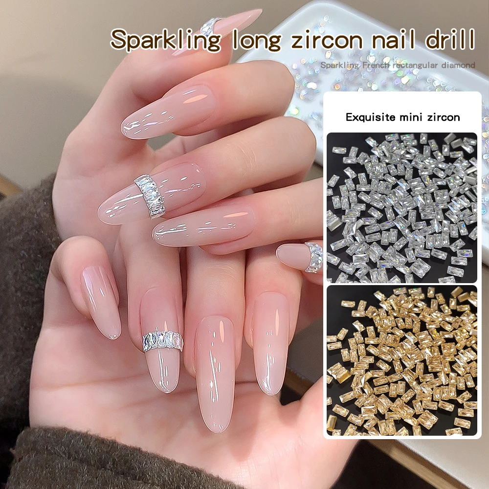 KANIU 50/100 Stück 5A 2*4mm 1,5*3mm Champagner Weiß Transparent Flache Rückseite Baguette-Strass Rechteckige Zirkonia Nagel-Charms