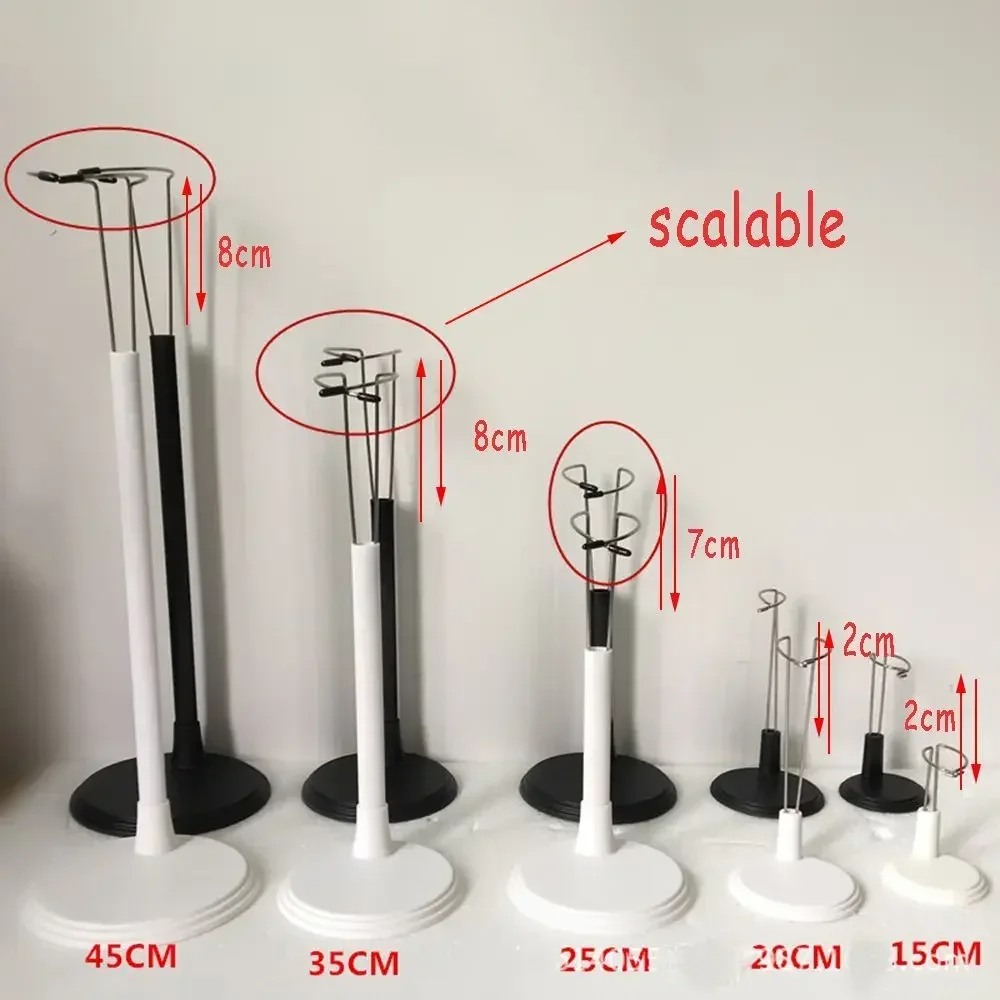 Doll Bracket White Black 15/20/25/35cm Adjustable Metal Stand Holder Toy Store Display Support Accessories