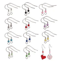 50pcs Stainless Steel Earring Hooks Earrings Clasp Colorful Bead Ear Hook DIY Jewellery Making Supplies Findings Wholesale Parts