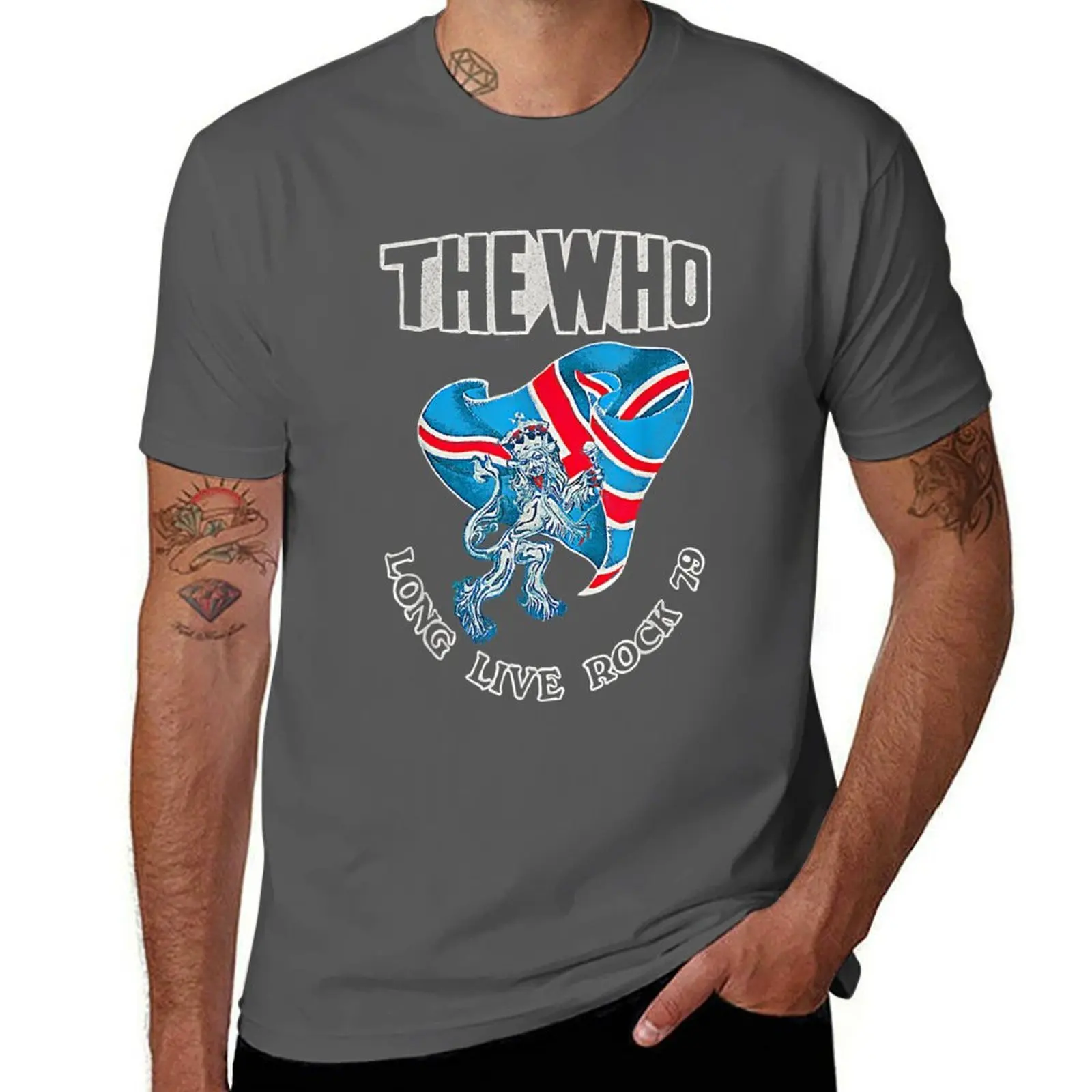تي شيرت The Who Official Long Live Rock 79 تي شيرت للرجال جرافيك مضحك من القطن الأسود تي شيرت عادي للرجال حزمة تي شيرت