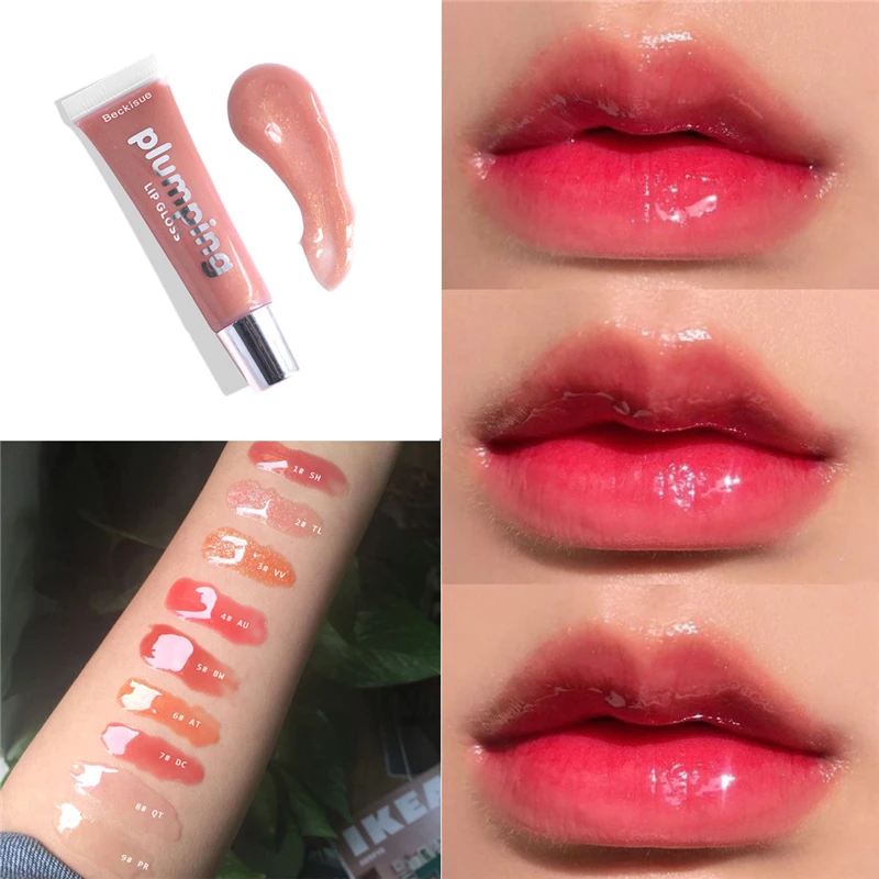 Moisturizing Gloss Plumping Lip Gloss Lip Plumper Makeup Glitter Nutritious Liquid Lipstick Cherry Mineral Oil Clear Lip Gloss