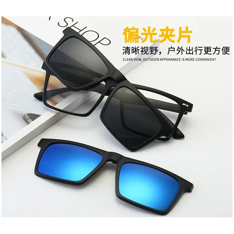 6PCS Magnetic Polarized Clip On Sunglasses Women Men Plastic Frame for Night Driving Sunglasses UV400