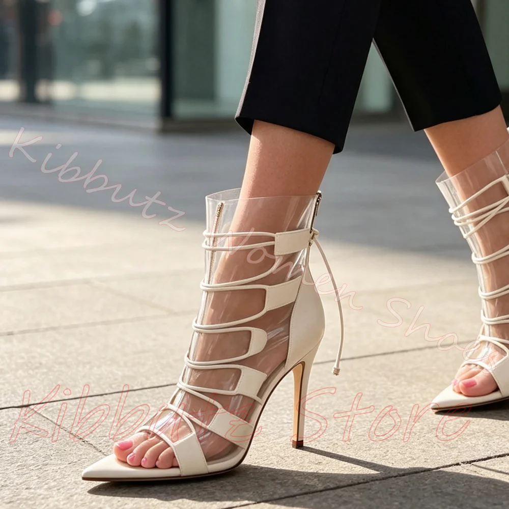 Gladiator-sandaal met transpar - Women'S Fashion Leather Boots recensie en prijs