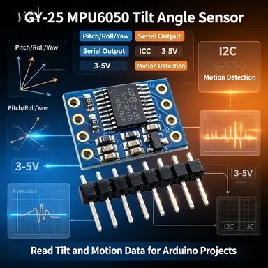 GY-25/GY-25Z MPU6050 Tilt Angle Sensor Module, Serial Output Pitch/Roll/Yaw, I2C, 3-5V for Arduino