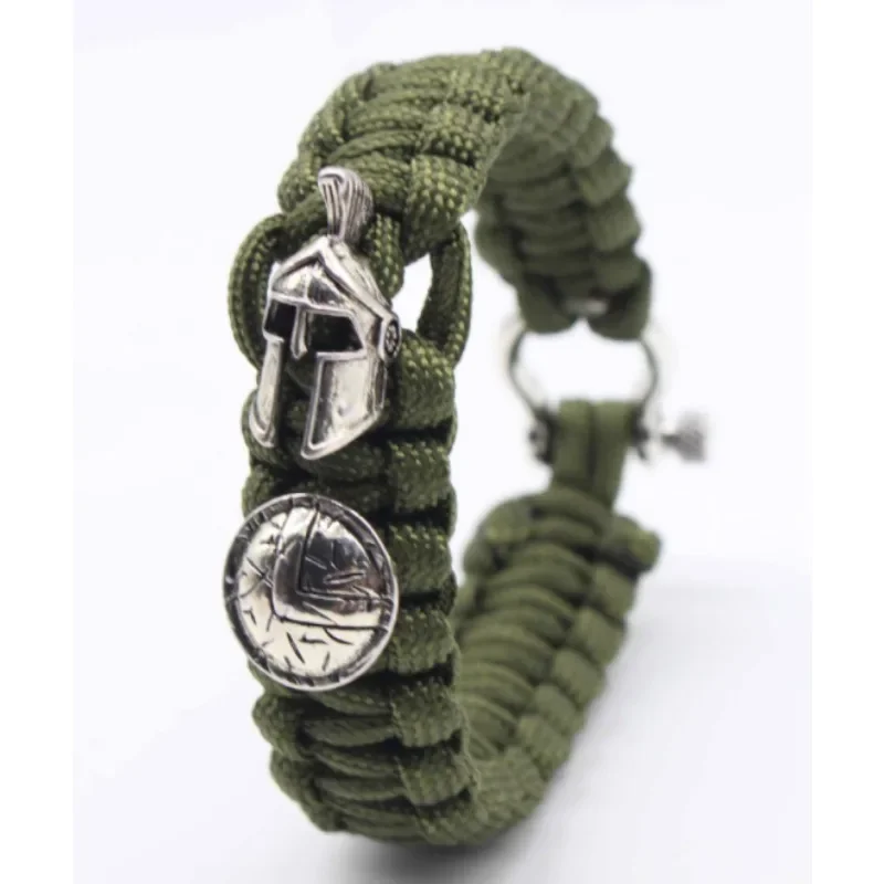 Paracord Braided Handmade Trip BraceletOutdoor Camping Survival Mens Spartan Helmet Warrior  - Cool Stylish Accessory