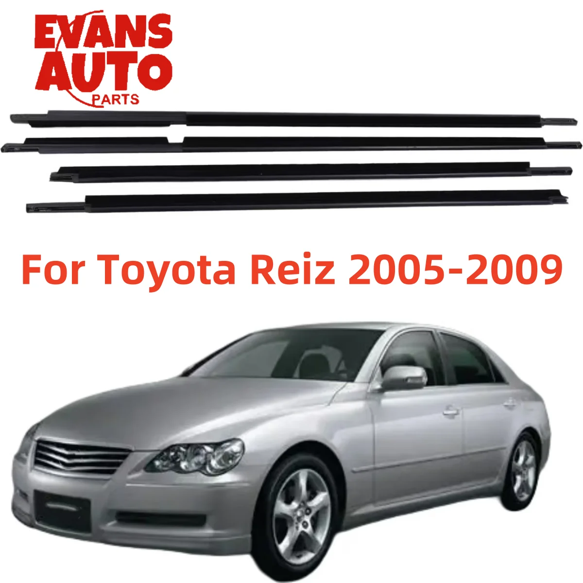 4Pcs Car Window Weatherstrip Chrome For Toyota Reiz 2005-2009 Car Weatherstrip Window Moulding Trim