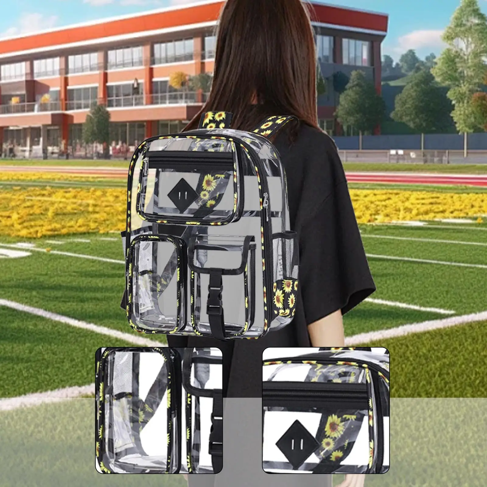

Transparent PVC Backpack Waterproof for Primary Students Travel Outdoor
