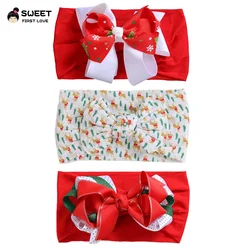 Weihnachts-Baby-Stirnband für Mädchen, Kinder, Elch, rote Schleifen, Turban für Babys, weiches Nylon, Kinder-Kopfbedeckung, modischer Haarschmuck