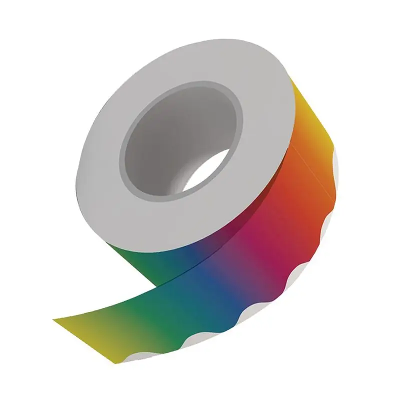 Delicate Texture-2X Rainbow Bulletin Board Stickers Colorful Straight Bulletin Border Trim Border Trim For Classroom Chalkboard