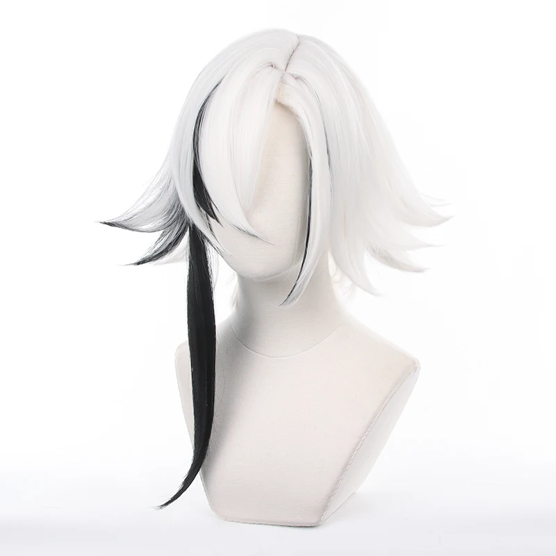 Genshin Impact Harlequin Cosplay Costume Anime Peruere Arlecchino The Knave Eleven Black White Fatui Harbingers Wig Cap